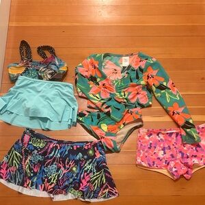 Lands' End Kids Swim Bikinis - Floral and Aqua Set